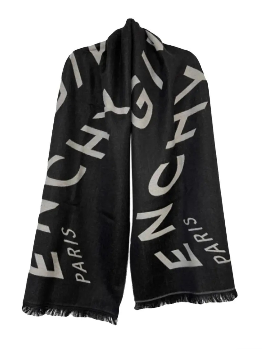 Givenchy chevron logo pattern wool scarf men women black grey Paris